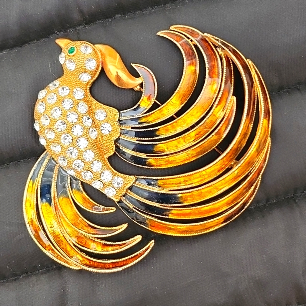 Large Vintage Ornate Bird Broach